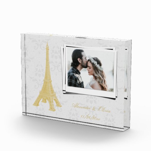 Bloc Photo Tour Eiffel Mariage damassé Couples (Droite)