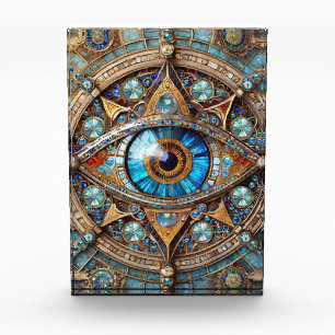 Bloc Photo Troisième oeil - Turquoise Blue Gold Mandala