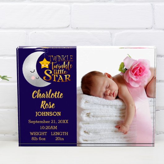 Bloc Photo Twinkle Little Star Faire-part de naissance Baby