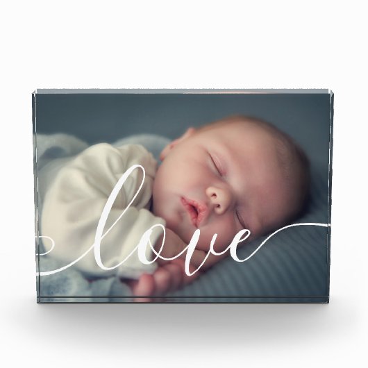 Bloc Photo Typographie d'amour de script blanc bébé moderne (Devant)