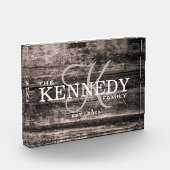 Bloc Photo Typographie de monogramme de nom de famille en boi (Gauche)