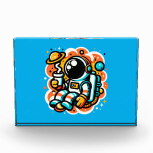 Bloc Photo Un astronaute boit du café - Caféine spatiale