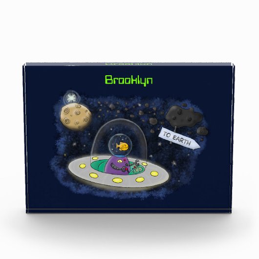 Bloc Photo Un joli poisson heureux dans l'espace dessin animé (Devant)