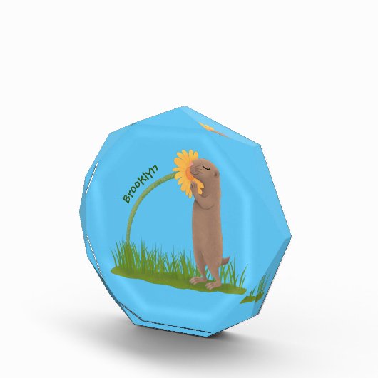 Bloc Photo Un mignon chien de prairie reniflant la caricature (Droite)