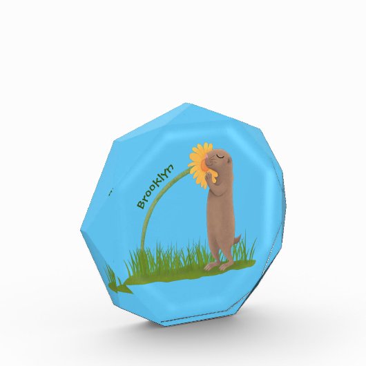 Bloc Photo Un mignon chien de prairie reniflant la caricature (Gauche)