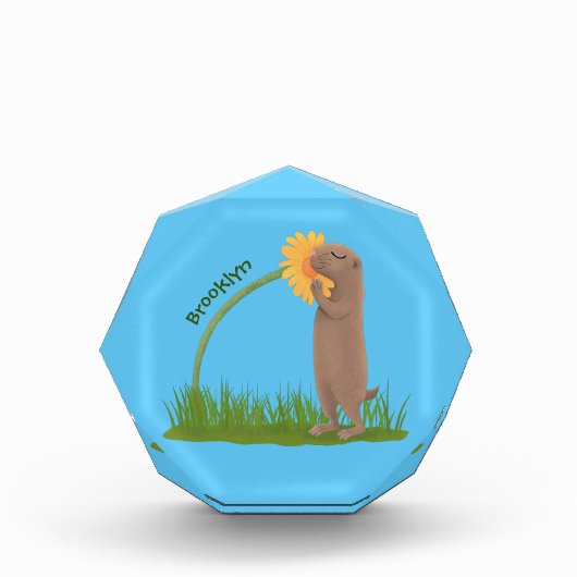 Bloc Photo Un mignon chien de prairie reniflant la caricature (Devant)