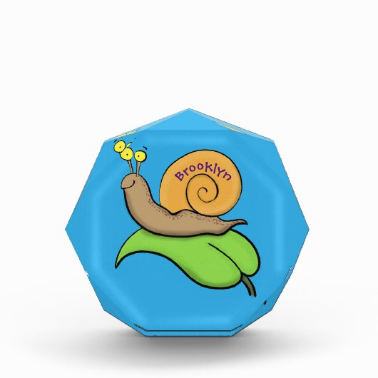 Bloc Photo Un mignon escargot heureux sur une illustration d' (Devant)