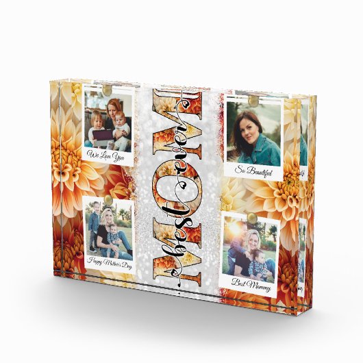 Bloc Photo Unique Meilleure Maman Jamais Custom Floral Photo  (Droite)