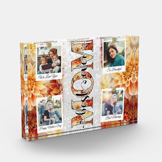 Bloc Photo Unique Meilleure Maman Jamais Custom Floral Photo  (Gauche)