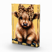 Bloc Photo Vache Highland mignonne avec Bow Jaune (Droite)
