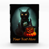 Bloc Photo Vampire Chat et Assistant Citrouille Halloween Sur (Devant)