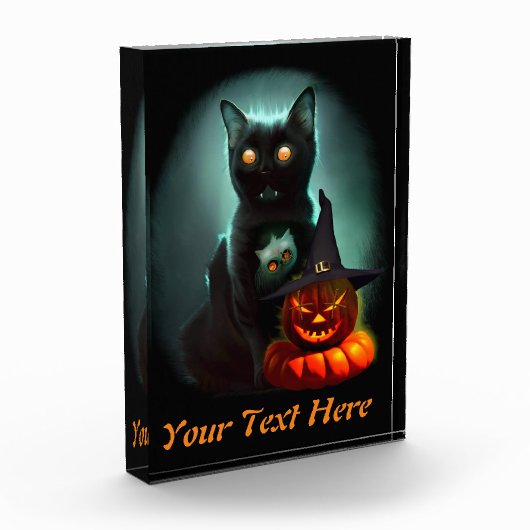 Bloc Photo Vampire Chat et Assistant Citrouille Halloween Sur (Gauche)