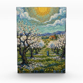 Bloc Photo Van Gogh Style Almond Orchard Sunlit Spring (Devant)