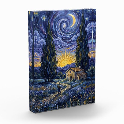 Bloc Photo Van Gogh Style Cypress Dusk Midnight Starry Night (Gauche)