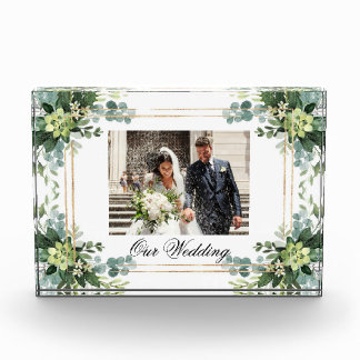 Bloc Photo Verdure Boho Succulent Foliage et Mariage d'or