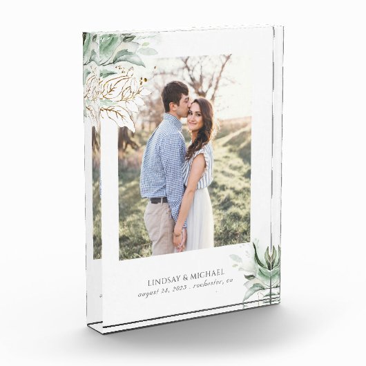 Bloc Photo Verdure or Feuille Romantique Élégant (Gauche)