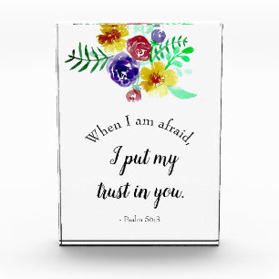 Bloc Photo Verset biblique sur la peur Aquarelle Citation