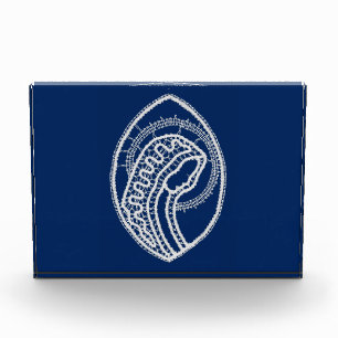 Bloc Photo Vierge Marie, dentelle blanche, bleu marine