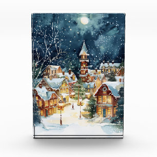Bloc Photo Ville de Noël illustrative dans la neige