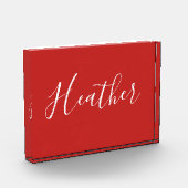 Bloc Photo Votre script blanc personnalisé en rouge (Gauche)