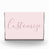 Bloc Photo Votre texte | Élégant Script & Soft Blush Rose (Devant)