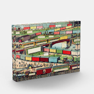 Bloc Photo Voyage vintage de trains de voyageurs et de trains