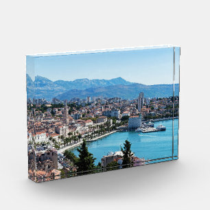 Bloc Photo Vue aérienne du front de mer de la ville de Split,