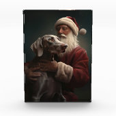 Bloc Photo Weimaraner avec Noël Festif du Père Noël (Devant)