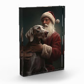 Bloc Photo Weimaraner avec Noël Festif du Père Noël (Gauche)