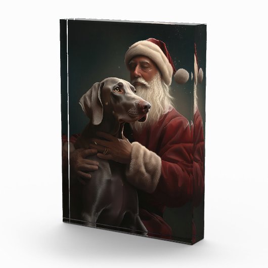Bloc Photo Weimaraner avec Noël Festif du Père Noël (Droite)