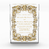 Bloc Photo White Gold Ornament Keepsaké Mariage Invitation (Devant)