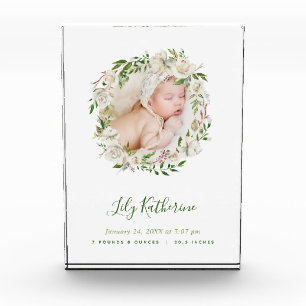 Bloc Photo White Peint Floral Wreath Baby Photo Statistiques
