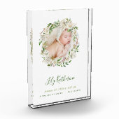 Bloc Photo White Peint Floral Wreath Baby Photo Statistiques  (Gauche)