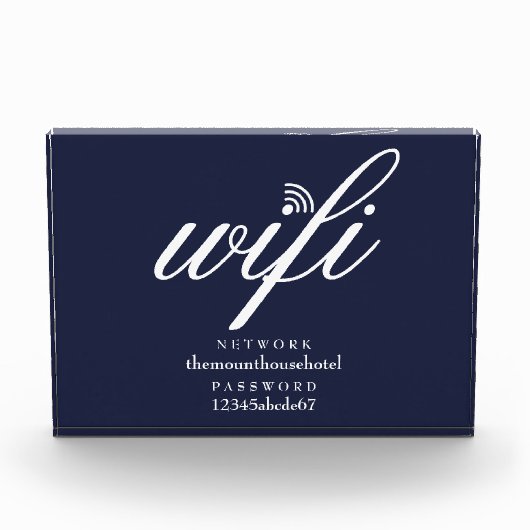Bloc Photo Wifi Network and Password Sign Navy Blue (Devant)