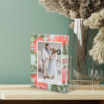Bloc Photo Winter Peony Holiday Photo Block<br><div class="desc">Display a treasured holiday memory with our chic and elegant photo block. Your vertical or portrait oriented photo is framed in white and surrounded by handpainted watercolor red peony flowers and green foliage. Personalize with your custom caption and/or names.</div>