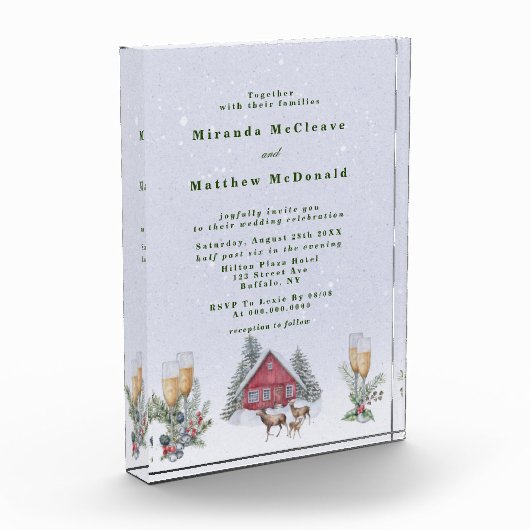 Bloc Photo Winter Wonderland Keepsaké Mariage Invitation (Gauche)