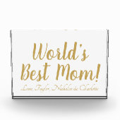 Bloc Photo World’s Best Mom gold custom script mignon (Devant)