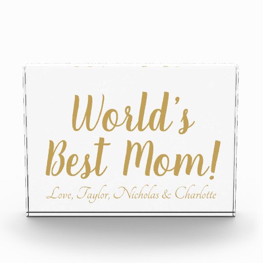 Bloc Photo World’s Best Mom gold custom script mignon (Devant)