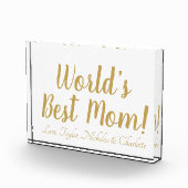 Bloc Photo World’s Best Mom gold custom script mignon (Droite)