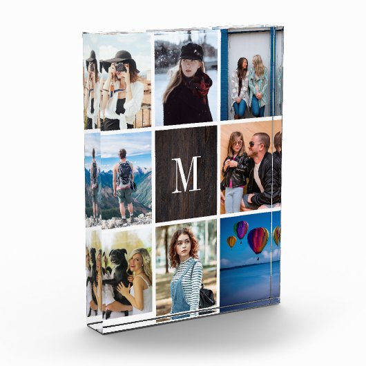 Bloc rustique de photo de monogramme de collage de (Gauche)