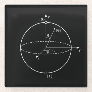 Bloch Sphere Quantum Bit (Qubit) Natuurkunde/Wis Glazen Onderzetter