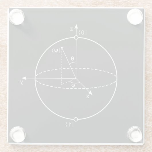 Bloch Sphere | Quantum Bit (Qubit) Natuurkunde/Wis Glazen Onderzetter (Achterkant)