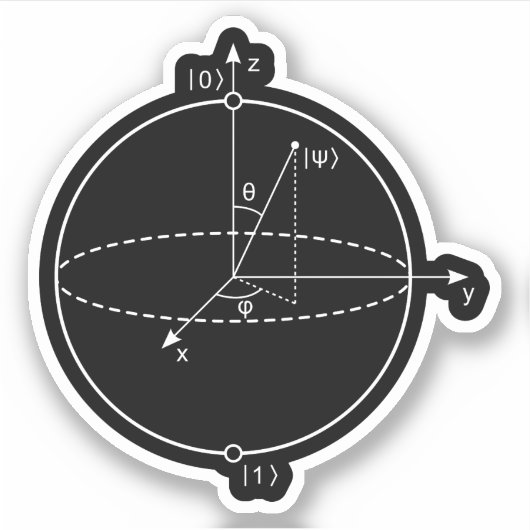 Bloch Sphere | Quantum Bit (Qubit) Natuurkunde/Wis Sticker (Voorkant)