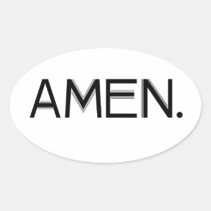 Block Amen Black Font Ovale Sticker