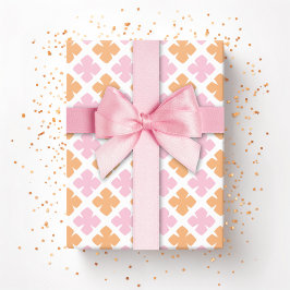 Block Diamond Clover in Pink and Orange Cadeaupapier