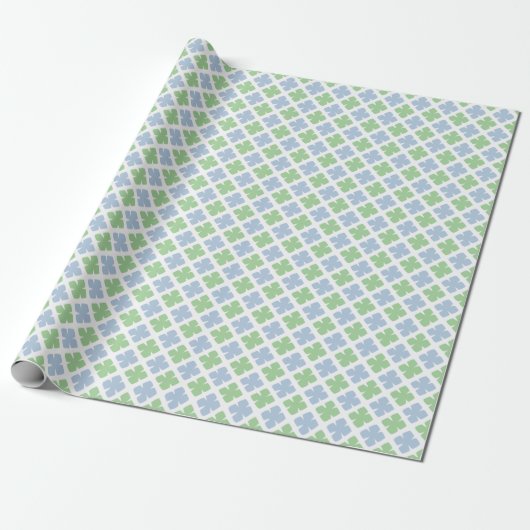 Block Diamond Clover in Slate and Green Cadeaupapier (Uitgerold)