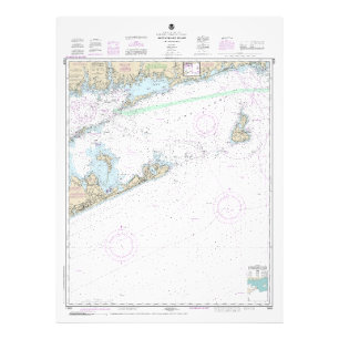 Block Island geluid en benaderingen nautische kaar Foto Afdruk
