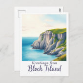 Block Island, Rhode Island – Island Cliffs Briefkaart (Voorkant / Achterkant)