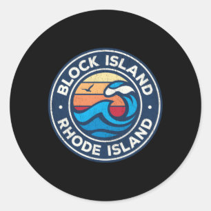 Block Island Rhode Island Ri nautische golven Ronde Sticker
