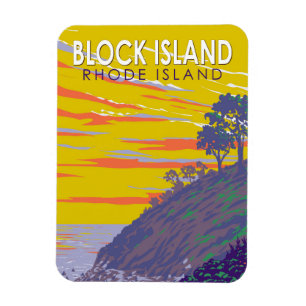 Block Island Rhode Island Travel Art Vintage Magneet